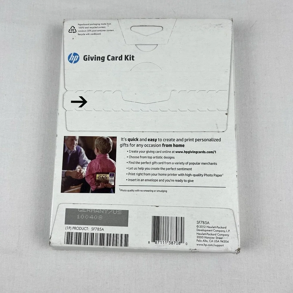 Hewlett Packard Card Kit, 5x7 Photo Paper/Envelopes,‎ NEW